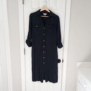 Knox Rose Navy Blue Button-Up Blouse